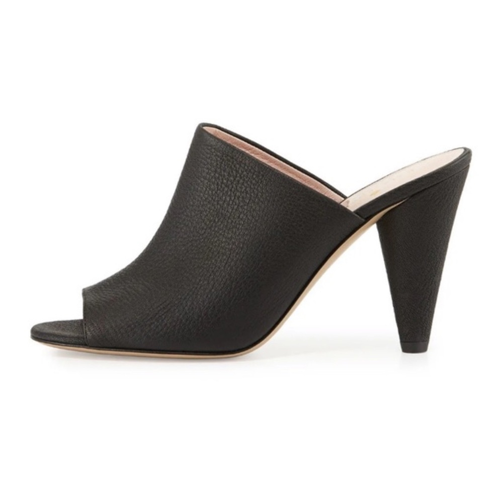 Kate Spade Vintage NY Bova Black Leather Peep-Toe Cone Heels Women’s Size 7.5